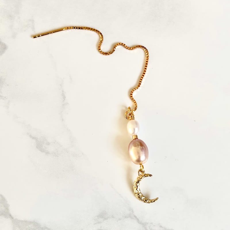 Forgyldt ørekæde med ferskvandsperler til mix & match